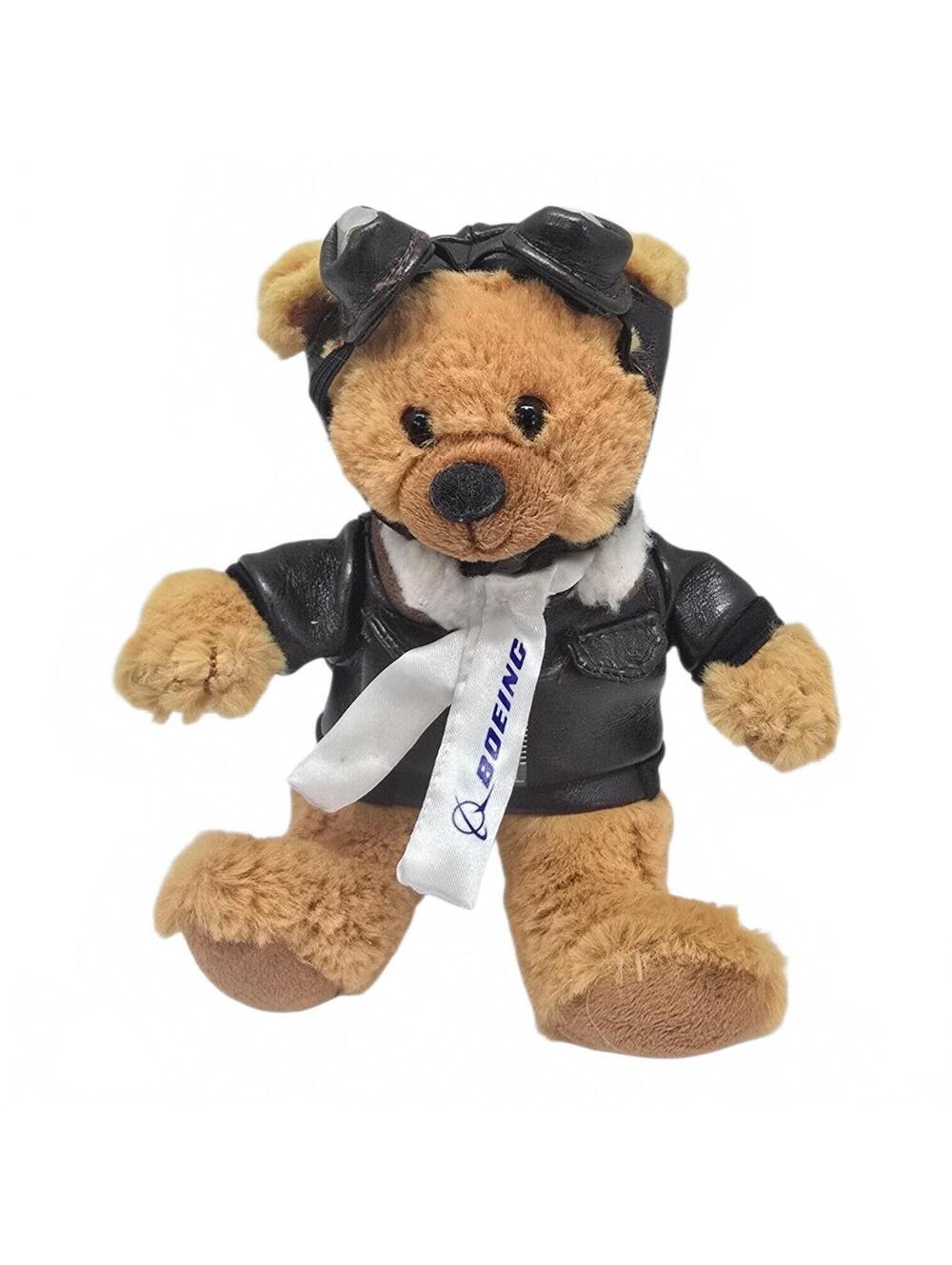 Boeing Pilot Bear Plush Toy with Leather Jacket and Aviator Goggles